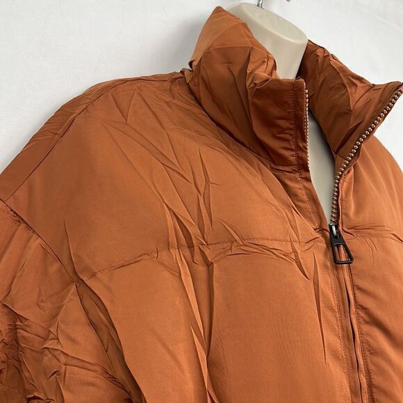 Zeagoo brown full zip baggy puffer jacket size medium NWT - Picture 3 of 15
